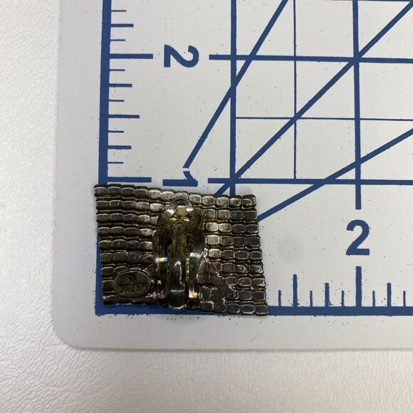 Bauer Rhinestone Red White & Blue American Flag Clip Earrings Signed Vintage - Picture 8 of 8